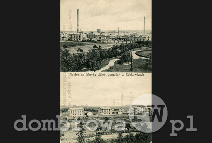 1910 r. Ząbkowice - Widok na fabrykę Elektryczność (Altman)