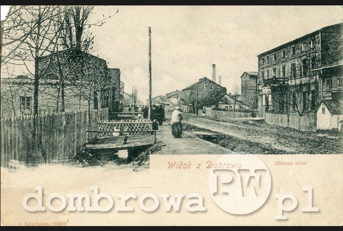 1900 r. Widok z Dąbrowy, Główna ulica (Szlachetka)