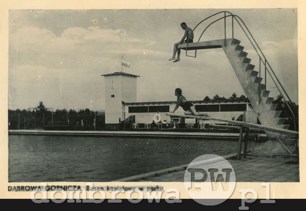 1950 r. Dąbrowa Górnicza - Basen kąpielowy w parku (Brandys)