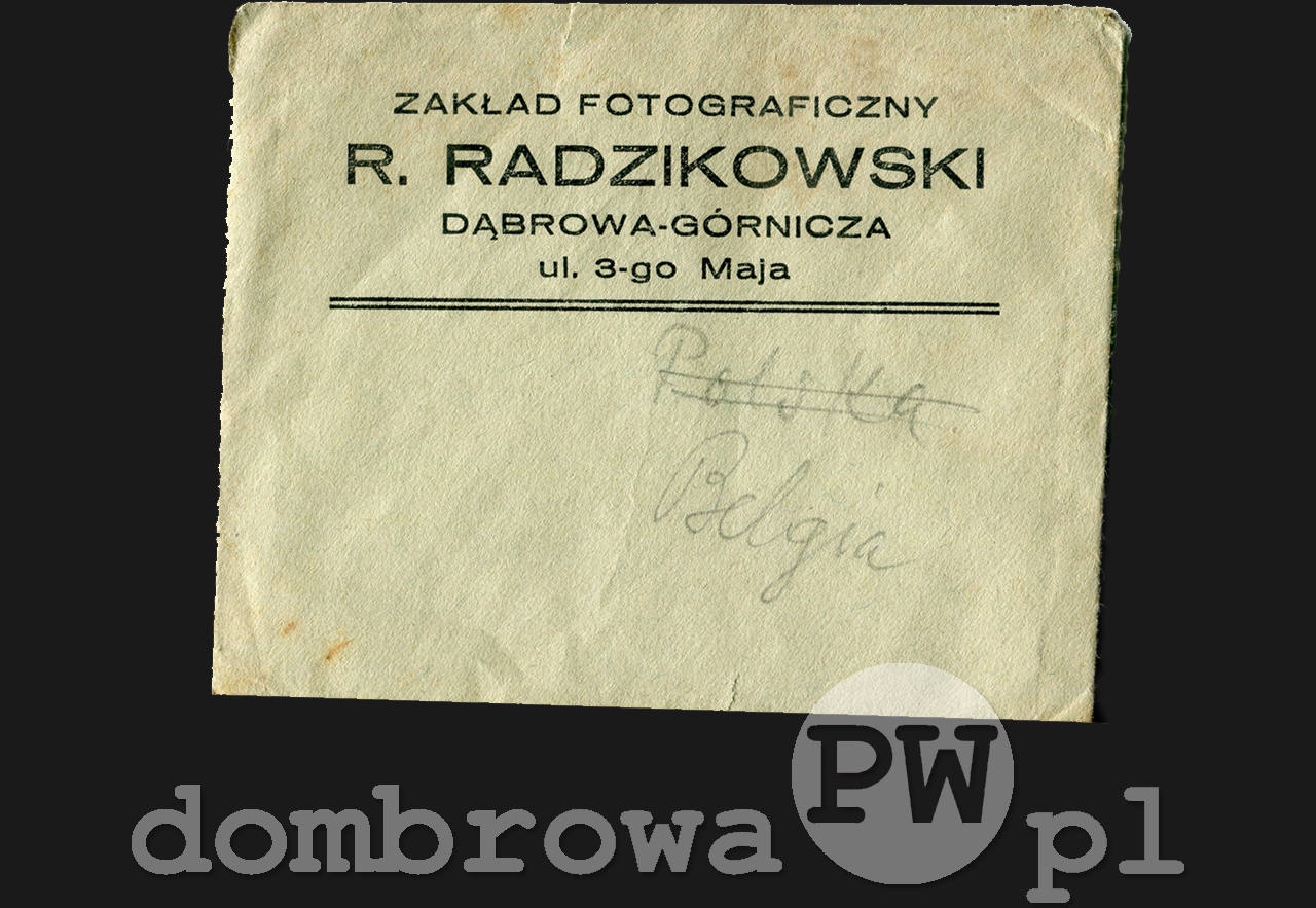 1930 r. Zakład Fotograficzny R. Radzikowski Dąbrowa Górnicza (koperta)