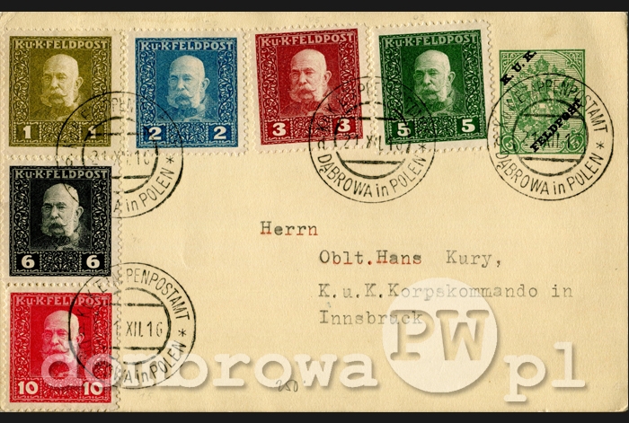 1916 r. Dąbrowa - całostka pocztowa (karta)