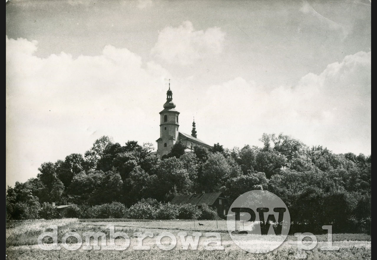 1962 r. Gołonóg - Wzgórze z barokowym kościółkiem z 1673 r. (RUCH)
