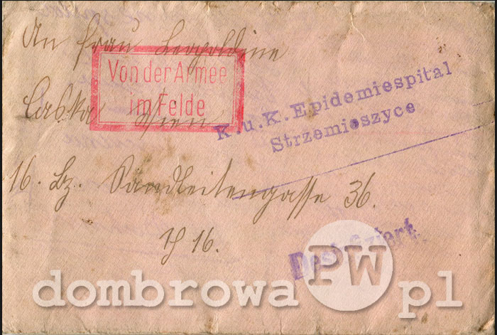 1915 r. K.u.K. Epidemiespital Strzemieszyce (koperta)