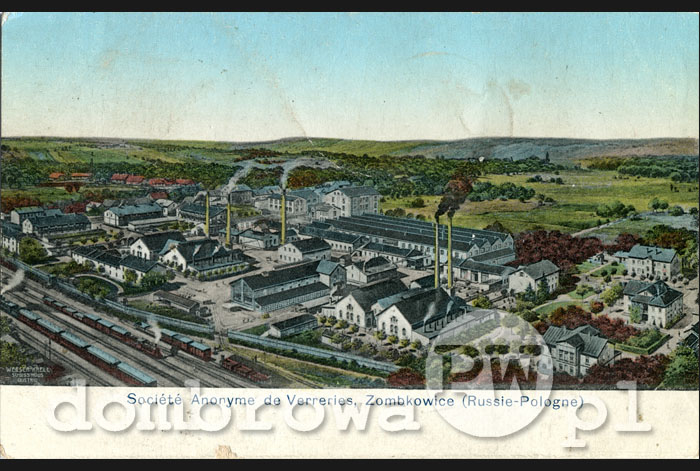 1910 r. Societe Anonyme de Verreries, Zombkowice, Russie-Pologne (ATZFS)